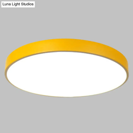 Macaron Acrylic Round Flushmount Ceiling Lights For Living Room Yellow / 12