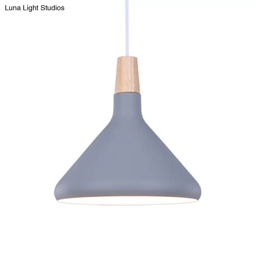 Macaron Aluminum Pendant Light - Flask Shape | Single Kitchen Dinette Drop Lamp In Gold/Blue/Pink &