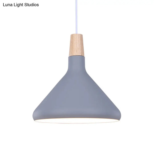 Macaron Aluminum Pendant Light - Flask Shape | Single Kitchen Dinette Drop Lamp In Gold/Blue/Pink &