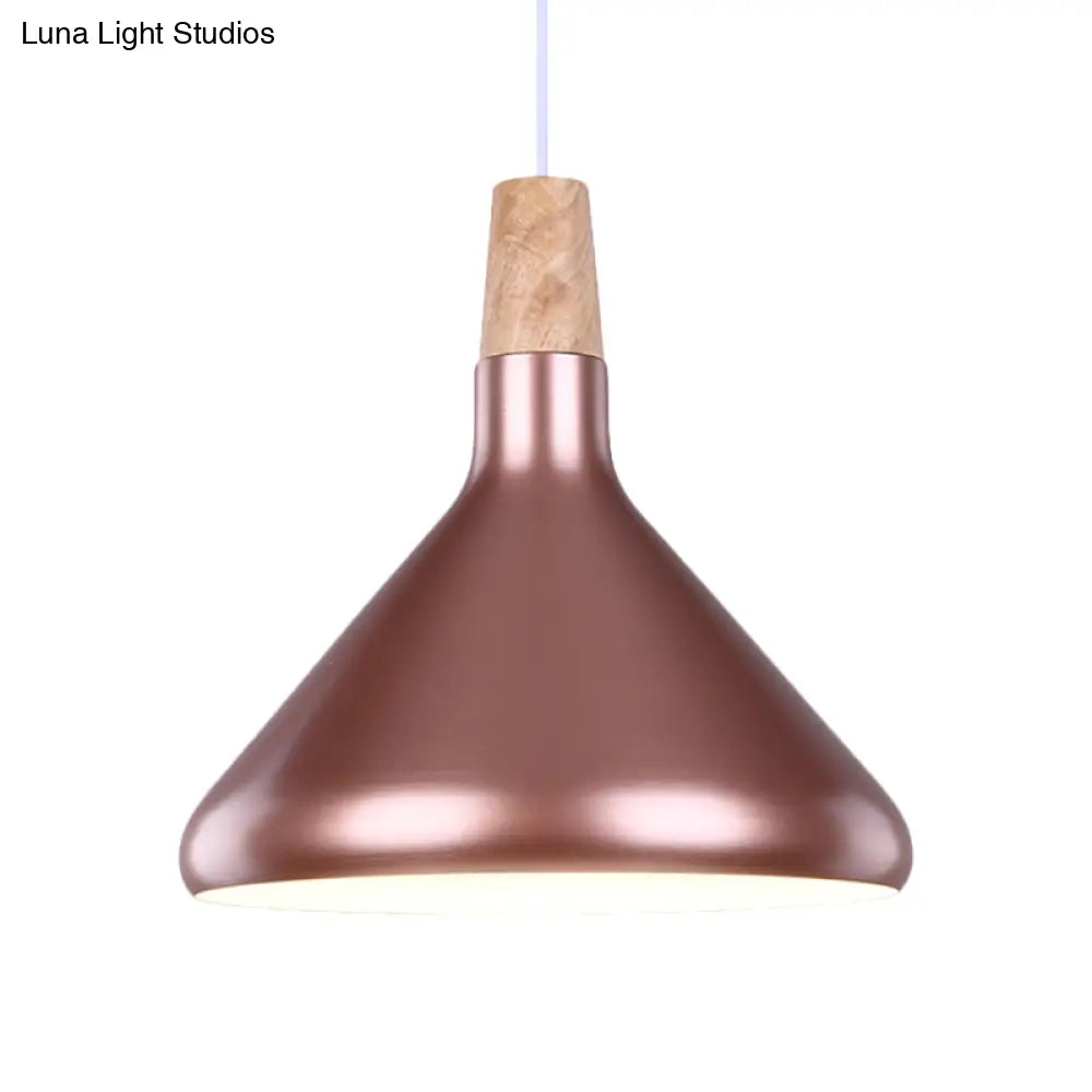 Macaron Aluminum Pendant Light - Flask Shape | Single Kitchen Dinette Drop Lamp In Gold/Blue/Pink &