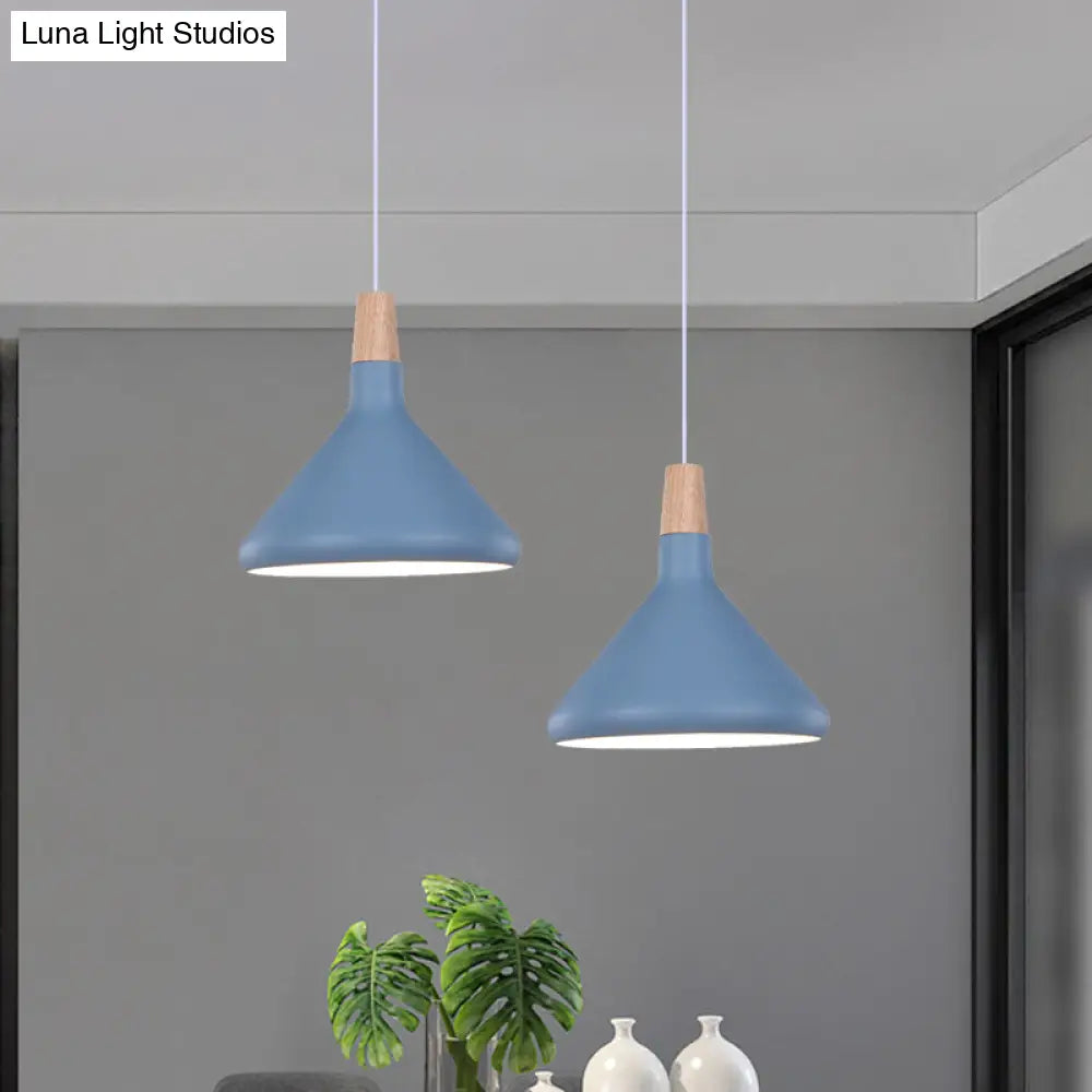 Macaron Aluminum Pendant Light - Flask Shape | Single Kitchen Dinette Drop Lamp In Gold/Blue/Pink &