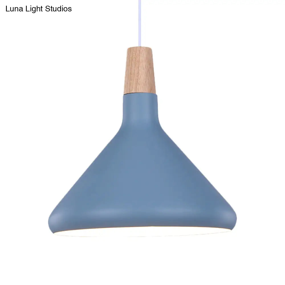 Macaron Aluminum Pendant Light - Flask Shape | Single Kitchen Dinette Drop Lamp In Gold/Blue/Pink &