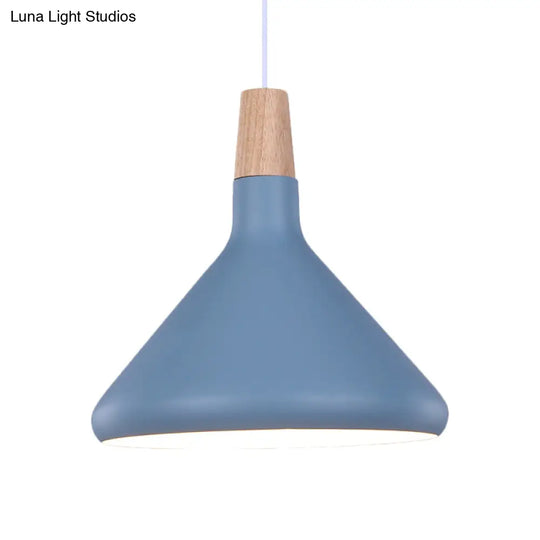 Macaron Aluminum Pendant Light - Flask Shape | Single Kitchen Dinette Drop Lamp In Gold/Blue/Pink &