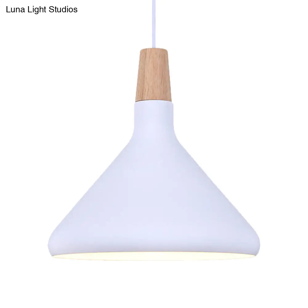 Macaron Aluminum Pendant Light - Flask Shape | Single Kitchen Dinette Drop Lamp In Gold/Blue/Pink &