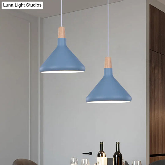 Macaron Aluminum Pendant Light - Flask Shape | Single Kitchen Dinette Drop Lamp In Gold/Blue/Pink &