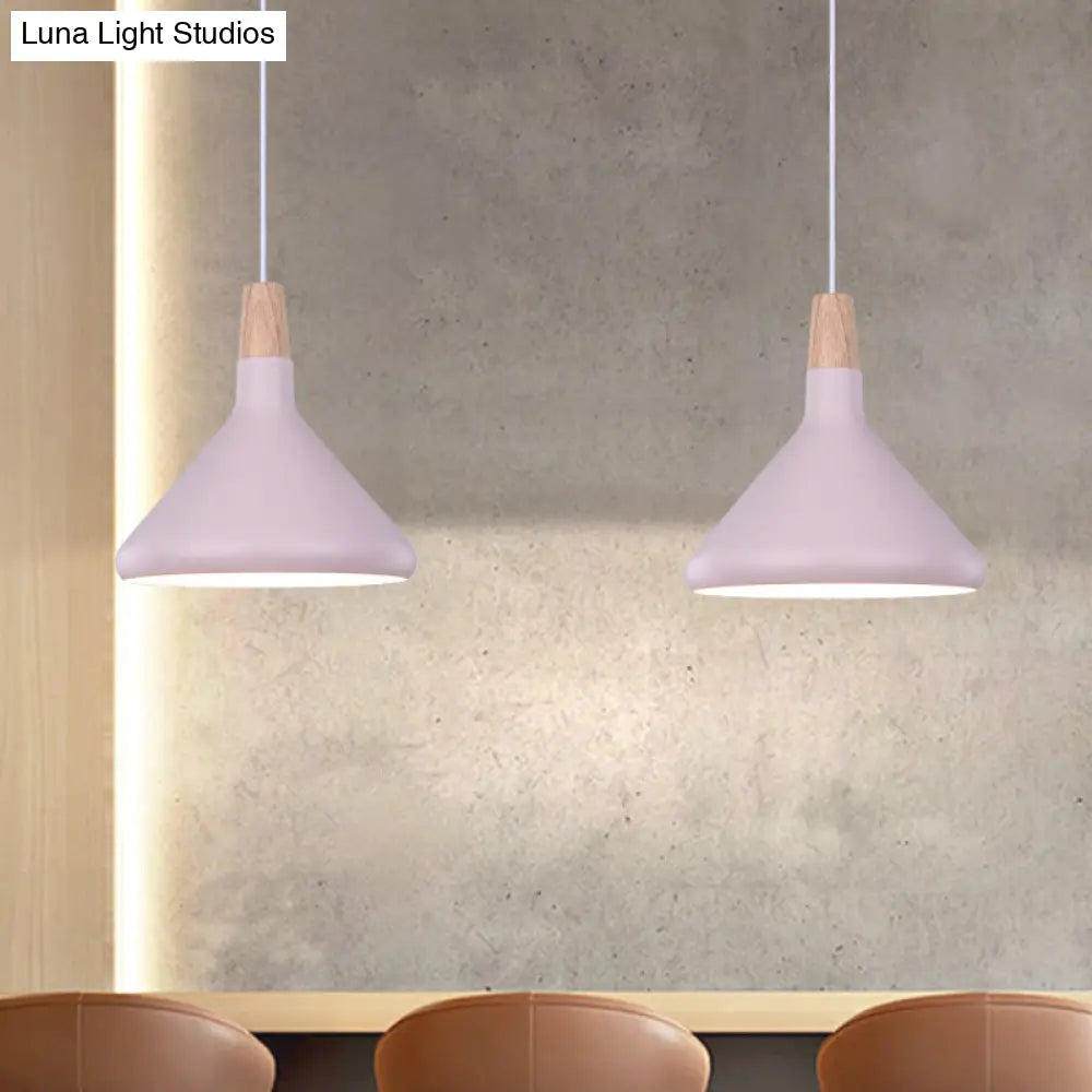 Macaron Aluminum Pendant Light - Flask Shape | Single Kitchen Dinette Drop Lamp In Gold/Blue/Pink &
