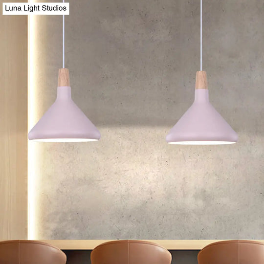 Macaron Aluminum Pendant Light - Flask Shape | Single Kitchen Dinette Drop Lamp In Gold/Blue/Pink &