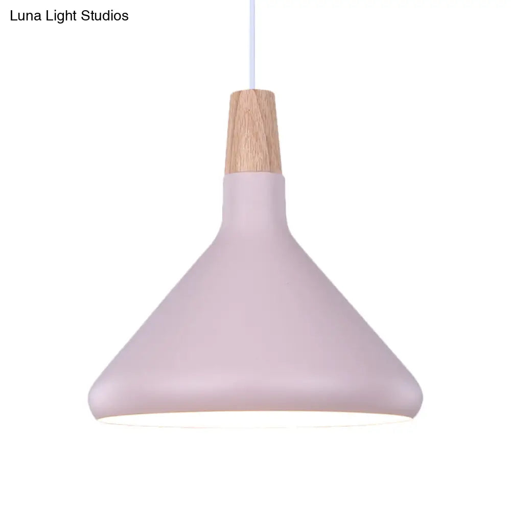 Macaron Aluminum Pendant Light - Flask Shape | Single Kitchen Dinette Drop Lamp In Gold/Blue/Pink &