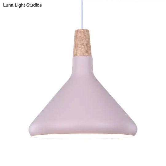 Macaron Aluminum Pendant Light - Flask Shape | Single Kitchen Dinette Drop Lamp In Gold/Blue/Pink &