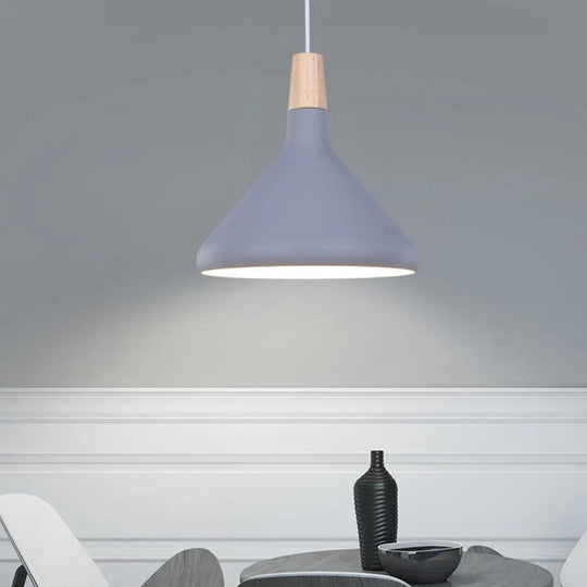 Macaron Aluminum Pendant Light - Flask Shape | Single Kitchen Dinette Drop Lamp In Gold/Blue/Pink &