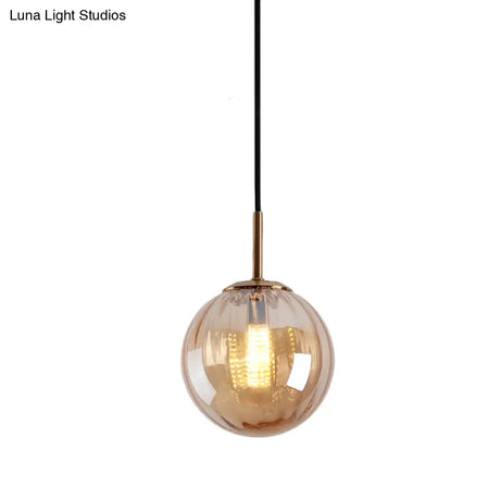 Macaron Amber/Green/Red Glass Bubble Pendant Light - 1 Head Ceiling Lamp For Bedrooms
