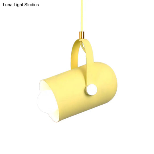 Macaron Blue/Pink/Black Pendant Light For Clothing Stores - Stylish 1-Light Suspension With Handled