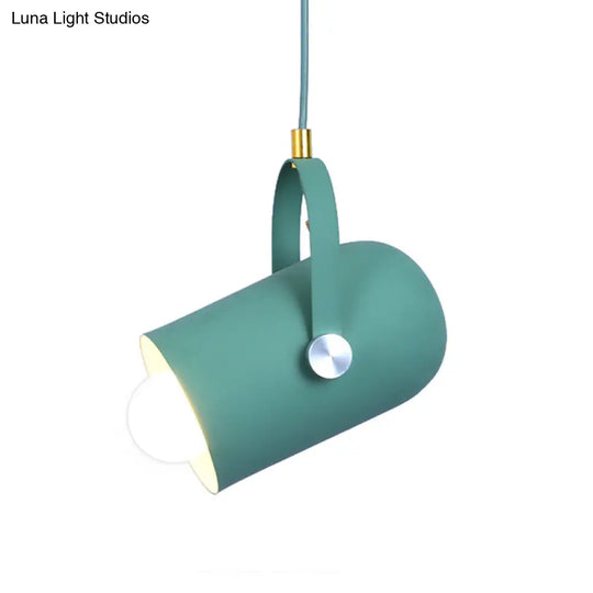 Macaron Blue/Pink/Black Pendant Light For Clothing Stores - Stylish 1-Light Suspension With Handled