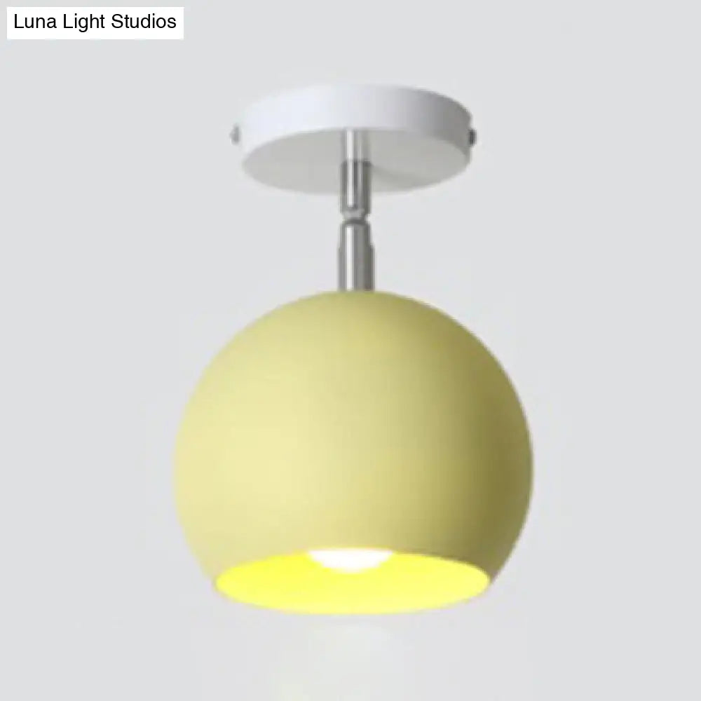 Macaron Blue/Pink Ceiling Lamp: 1-Light Semi-Flush Mount With Rotatable Balcony Design - Metallic