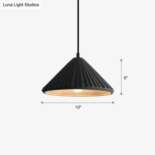 Macaron Single Pendant Ceiling Light For Living Room - Cement Conical Suspension Fixture Black