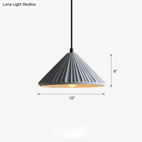 Macaron Single Pendant Ceiling Light For Living Room - Cement Conical Suspension Fixture Grey