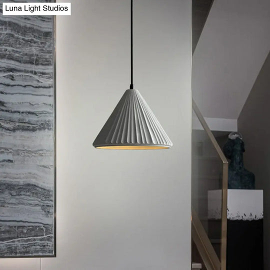 Macaron Cement Conical Pendant Ceiling Light - Single Suspension Fixture For Living Room