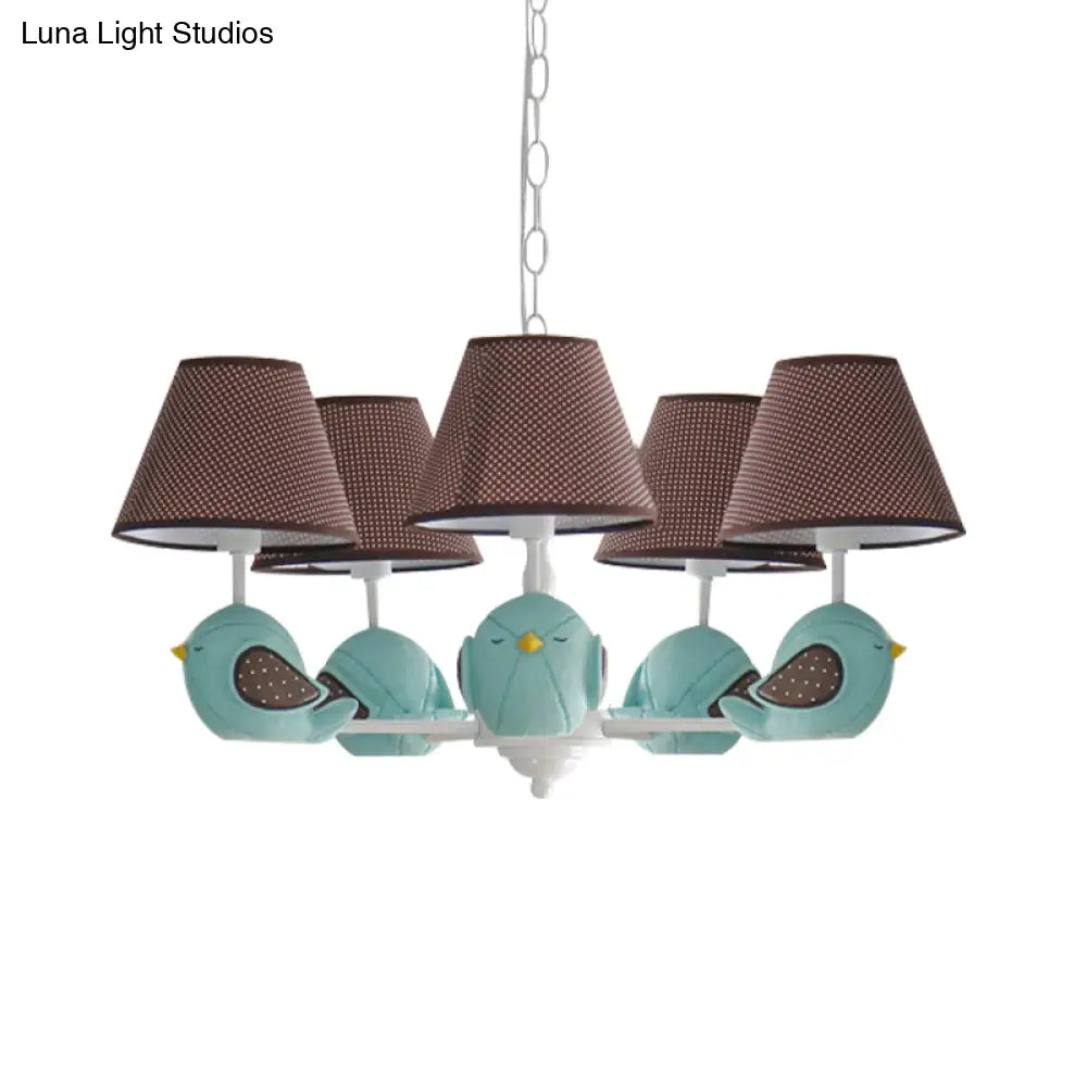 Macaron Colored Bird Chandelier: Resin Pendant Light For Kids Bedroom