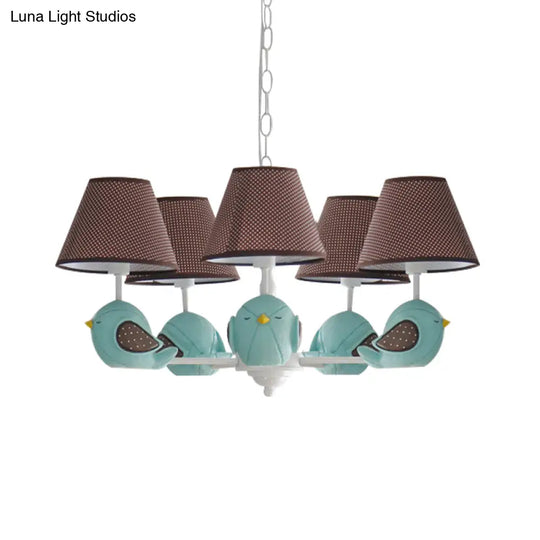Macaron Colored Bird Chandelier: Resin Pendant Light For Kids Bedroom