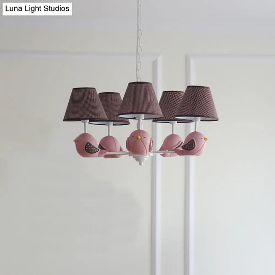 Macaron Colored Bird Chandelier: Resin Pendant Light For Kids Bedroom