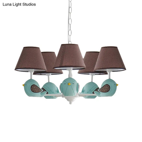 Macaron Colored Bird Chandelier: Resin Pendant Light For Kids Bedroom