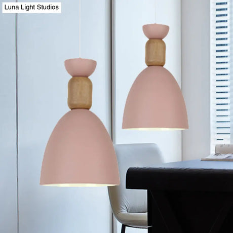 Macaron Dining Room Suspended Light Fixture With Metal And Wood Accents