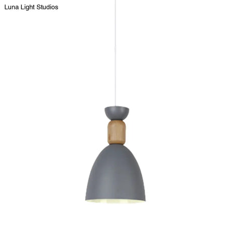 Macaron Dining Room Suspended Light Fixture With Metal And Wood Accents
