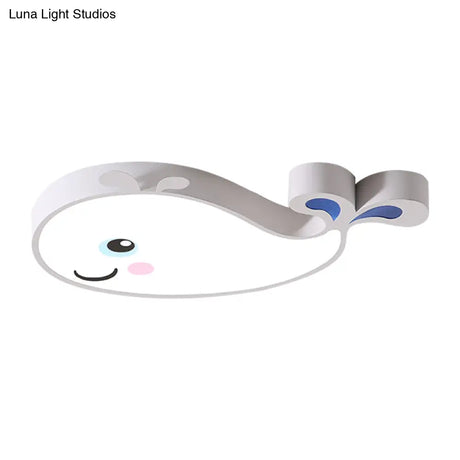 Macaron Dolphin Led Nursery Ceiling Light In Blue/Pink/White - Flush Mount Acrylic Fixture