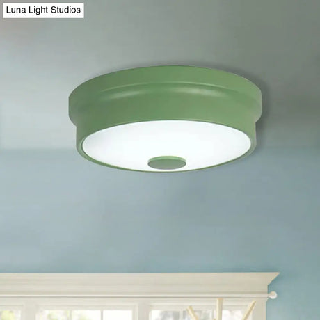 Macaron Drum Ceiling Flush Light In Metal With Led Ideal For Kids Room Available Various Colors