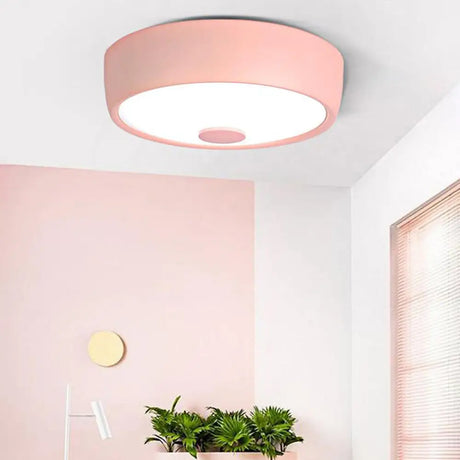 Macaron Drum Ceiling Flush Light In Metal With Led Ideal For Kids Room Available Various Colors