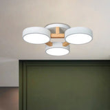 Macaron Drum Shade Led Ceiling Lamp - Green/Grey/White Bedroom Flush Light 3 / White