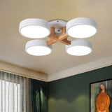Macaron Drum Shade Led Ceiling Lamp - Green/Grey/White Bedroom Flush Light 4 / White Warm