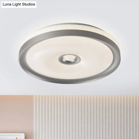 Macaron Flush Mount Led Ceiling Lamp - Grey/Pink/Brown Round Design With High Penetrated Acrylic
