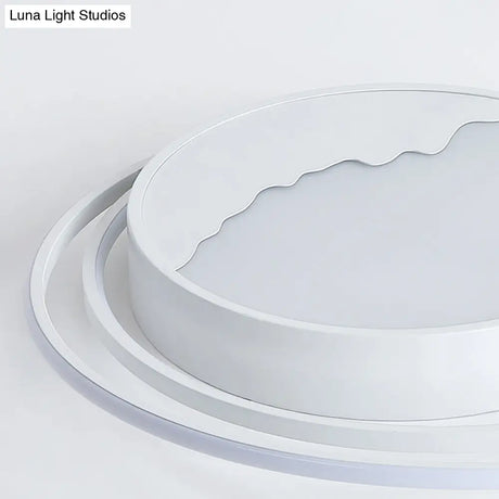 Macaron Grey/White Drum Acrylic Flush Mount Led Ceiling Light - 19.5’/23.5’ Wide Perfect For