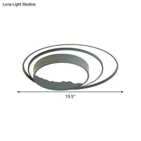Macaron Grey/White Drum Acrylic Flush Mount Led Ceiling Light - 19.5’/23.5’ Wide Perfect For