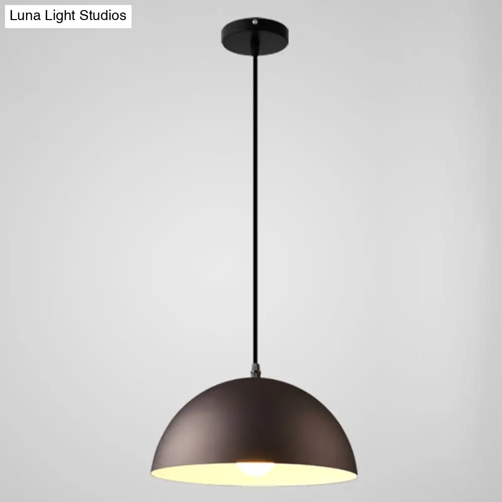 Macaron Half Globe Pendant Lamp: 8 Color Options Metal Hanging Light For Kitchen & Dining Room Black