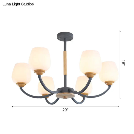 Macaron-Inspired Candy Colored Chandelier With Milk Glass & Metal Hanging Light