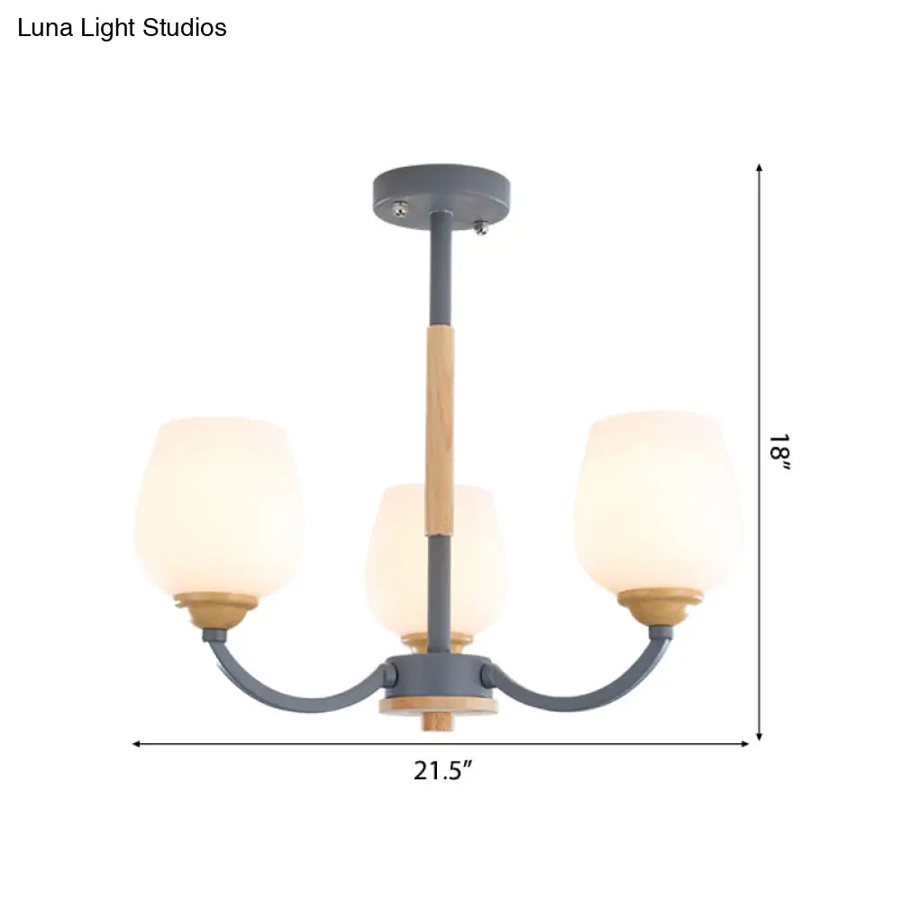 Macaron-Inspired Candy Colored Chandelier With Milk Glass & Metal Hanging Light