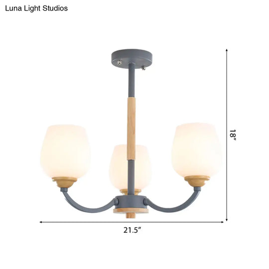 Macaron-Inspired Candy Colored Chandelier With Milk Glass & Metal Hanging Light