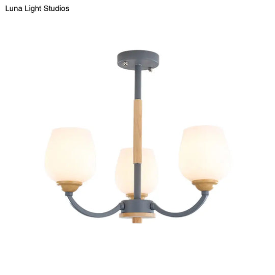 Macaron-Inspired Candy Colored Chandelier With Milk Glass & Metal Hanging Light