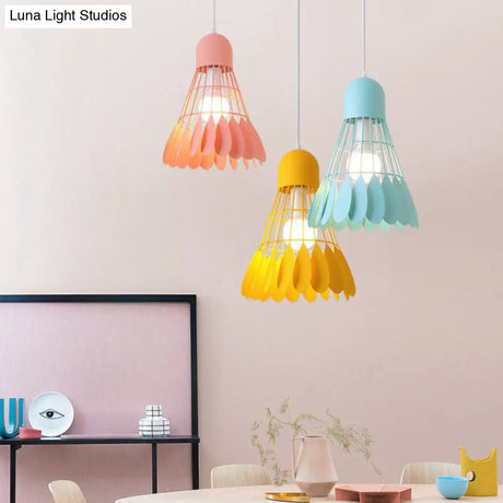 Macaron Iron Pendant Light Fixture - Stylish 1-Bulb Hanging Lamp For Dining Room & More