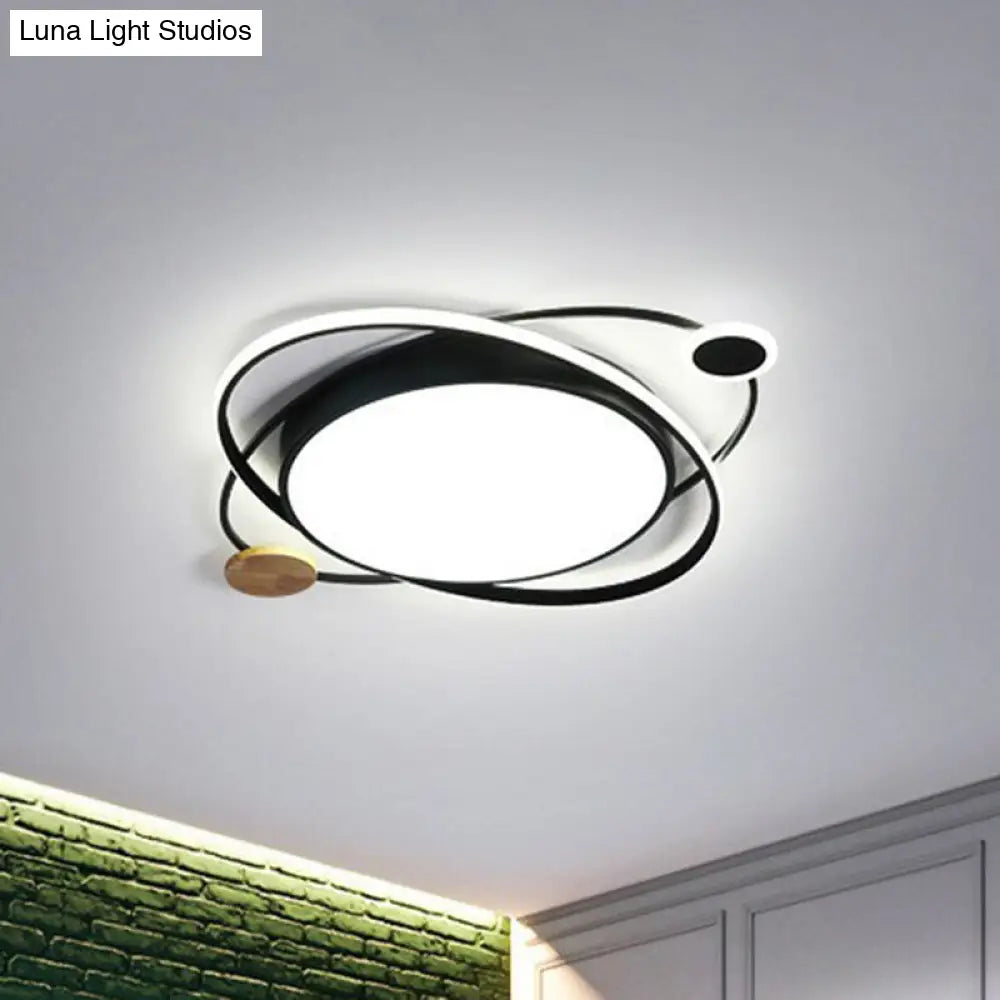 Macaron Led Orbit Flush Mount Lighting For Kids’ Bedroom Ceiling - Metallic Color
