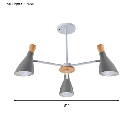 Macaron Loft Chandelier: Baby Bedroom Hanging Light With 3 Metal Lights