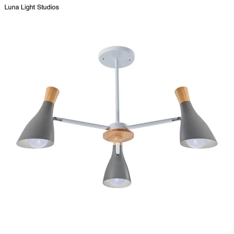 Macaron Loft Chandelier: Baby Bedroom Hanging Light With 3 Metal Lights