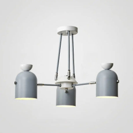Macaron Loft Cup Pendant Light Chandelier In Candy Color For Living Room - 3/6 Metallic Heads 3 /