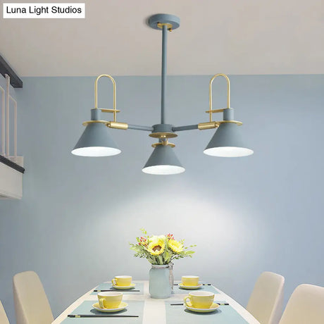 Macaron Loft Funnel Chandelier: Stylish Metal Suspension Light For Nurseries