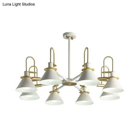 Macaron Loft Funnel Chandelier: Stylish Metal Suspension Light For Nurseries
