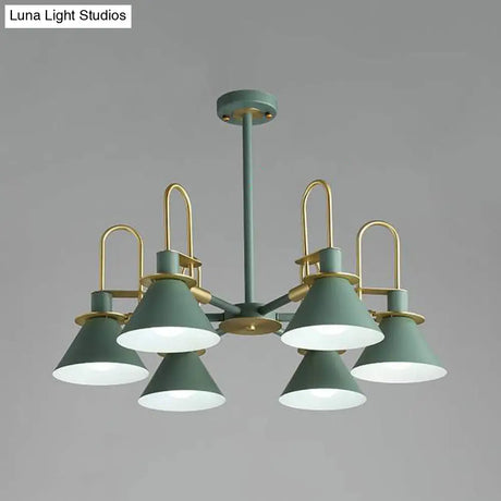 Macaron Loft Funnel Chandelier: Stylish Metal Suspension Light For Nurseries