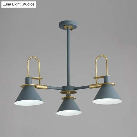 Macaron Loft Funnel Chandelier: Stylish Metal Suspension Light For Nurseries