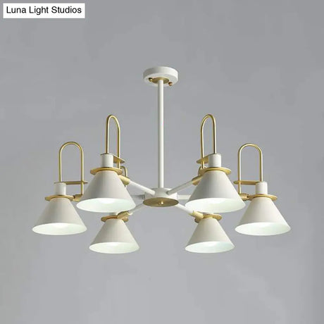 Macaron Loft Funnel Chandelier: Stylish Metal Suspension Light For Nurseries